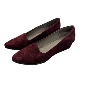 Women’s 12 Easy Spirit Shoes - Wine Red, Synthetic Leather,  1.25 Wedge Heel